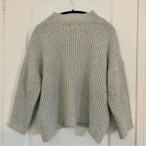Grey Mockneck Knit Sweater